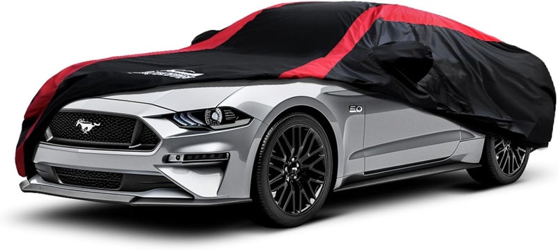 AltoCover Mustang Car Cover Waterproof All Weather with Red Strip Design, Custom Fit for Ford Mustang 1994–2025, Mustang Accessory with Door Zipper & Windproof Straps - Image 1